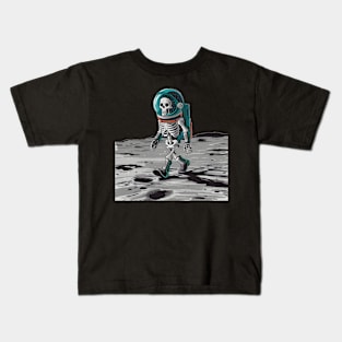 Skeleton Vibing on The Moon Kids T-Shirt